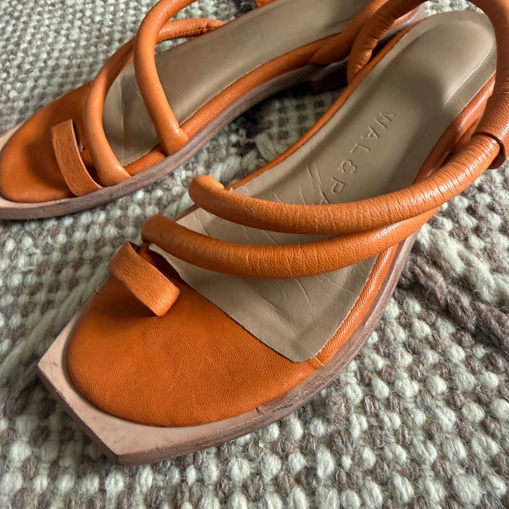 Wal & Pai Orange Leather Sandals